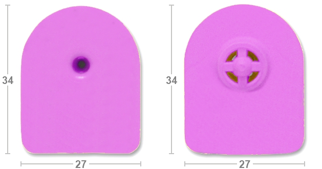 Бирка ушная MF P/P 27x34 TMP, розовая