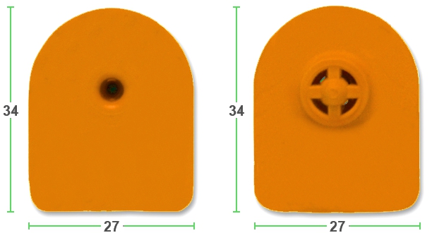 Бирка ушная MULTI flex P/P 27x34 TMP, оранжевая