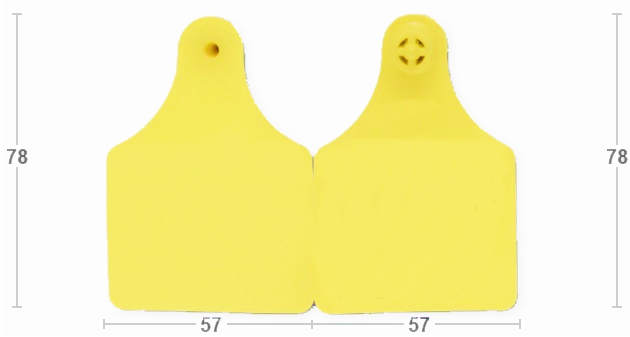 Бирка ушная MF D/D 57х78 TMP, жёлтая